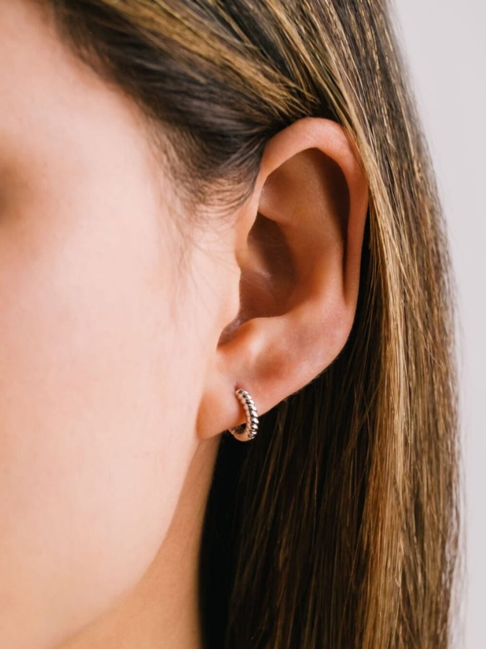 Twist Huggie Hoops - Silver